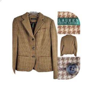 Ralph Lauren houndstooth classic blazer size 2 brown/cream
